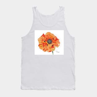 Single Orange Poppy original watercolour painting Tank Top